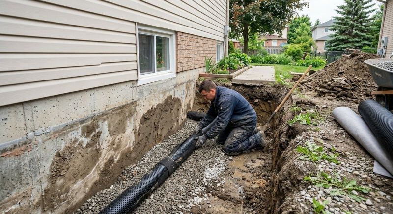 Basement Drainage Installation in West Des Moines, IA